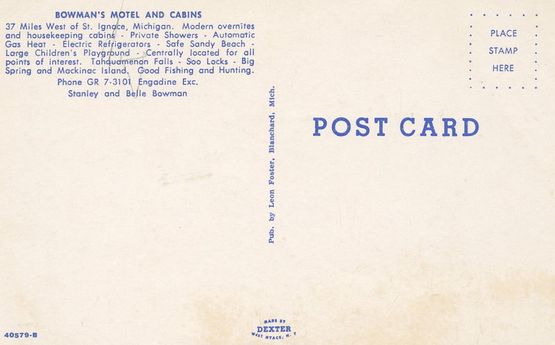 Bowmans Motel and Cabins - Vintage Postcard (newer photo)